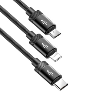 KABEL 3W1 USB TYPU C MICRO USB LIGHTNING 1M PRZEWÓD ŁADUJĄCY