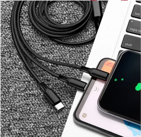 KABEL 3W1 USB TYPU C MICRO USB LIGHTNING 1M PRZEWÓD ŁADUJĄCY KABEL 3W1 USB TYPU C MICRO USB LIGHTNING 1M PRZEWÓD ŁADUJĄCY