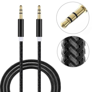 KABEL PRZEWÓD 1M AUDIO MINI JACK 3,5MM AUX WZMACNIANY NIEPLĄCZĄCY