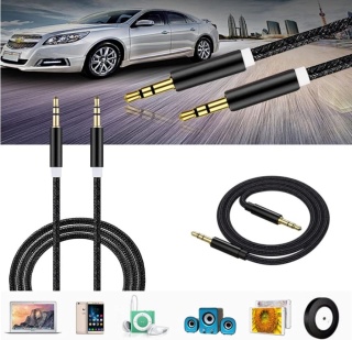 KABEL PRZEWÓD 1M AUDIO MINI JACK 3,5MM AUX WZMACNIANY NIEPLĄCZĄCY