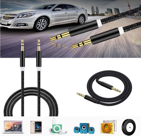 KABEL PRZEWÓD 1M AUDIO MINI JACK 3,5MM AUX WZMACNIANY NIEPLĄCZĄCY KABEL PRZEWÓD 1M AUDIO MINI JACK 3,5MM AUX WZMACNIANY NIEPLĄCZĄCY