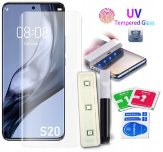 SZKŁO Hartowane 9H UV Lampa + Klej do GALAXY S20+