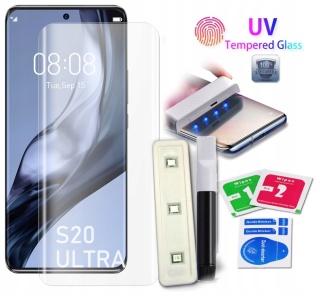 SZKŁO Hartowane UV Lampa Klej do GALAXY S20 ULTRA