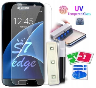 SZKŁO Hartowane UV Lampa + Klej do GALAXY S7 Edge