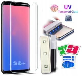 SZKŁO Hartowane UV Lampa + Klej do GALAXY S8 Plus
