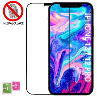 Szkło Hartowane iPhone 12 / 12 PRO Szyba Antypapilarna Powłoka Pełne Ramka