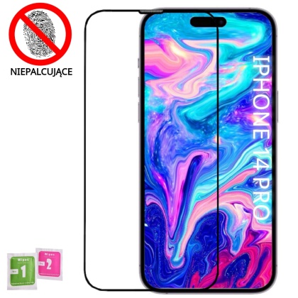 Szkło Hartowane iPhone 14 PRO Szyba Antypapilarna Powłoka Pełne Ramka