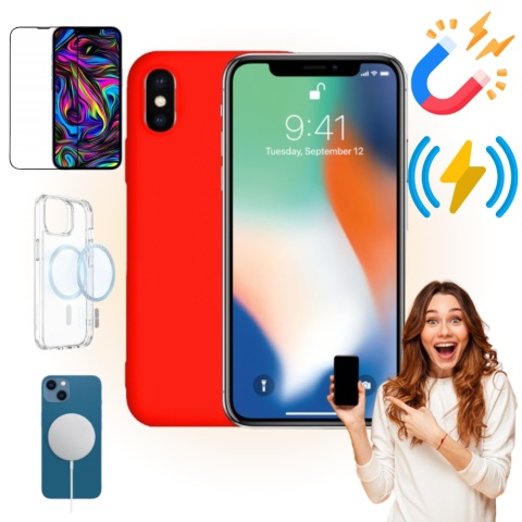 Etui iPhone X / XS Obudowa Magsafe Czerwony Case Magnetyczny Pełna Ochrona Etui iPhone X / XS Obudowa Magsafe Czerwony Case Magnetyczny Pełna Ochrona