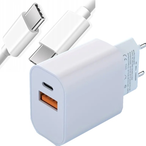 SZYBKA ŁADOWARKA 2w1 USB USB C QC 3.0 20W + PRZEWÓD C - C