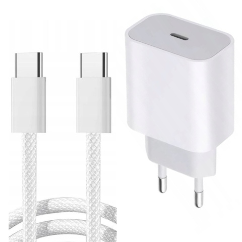 SZYBKA ŁADOWARKA + KABEL W OPLOCIE IPHONE 16 15 USB-C 20W