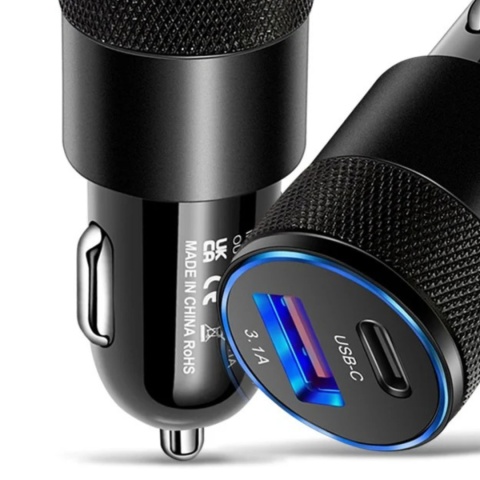 SZYBKA ŁADOWARKA SAMOCHODOWA USB C + USB A 38W PD ŁADOWANIE SZYBKA ŁADOWARKA SAMOCHODOWA USB C + USB A 38W PD ŁADOWANIE