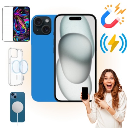 Etui iPhone 15 Obudowa Magsafe Niebieski Case Magnetyczny Pełna Ochrona