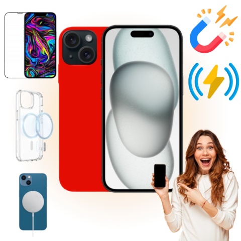 Etui iPhone 15 PLUS Obudowa Magsafe Czerwony Case Magnetyczny Ochrona Etui iPhone 15 PLUS Obudowa Magsafe Czerwony Case Magnetyczny Ochrona