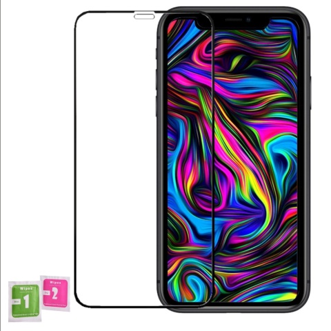 Szkło Hartowane iPhone 11 / XR Ochronne Pełne Idealnie Dopasowane Ramka