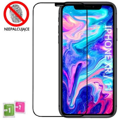 Szkło Hartowane iPhone 11 / XR Szyba Antypapilarna Powłoka Pełne z Ramką