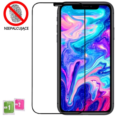 Szkło Hartowane iPhone 11 / XR Szyba Antypapilarna Powłoka Pełne z Ramką